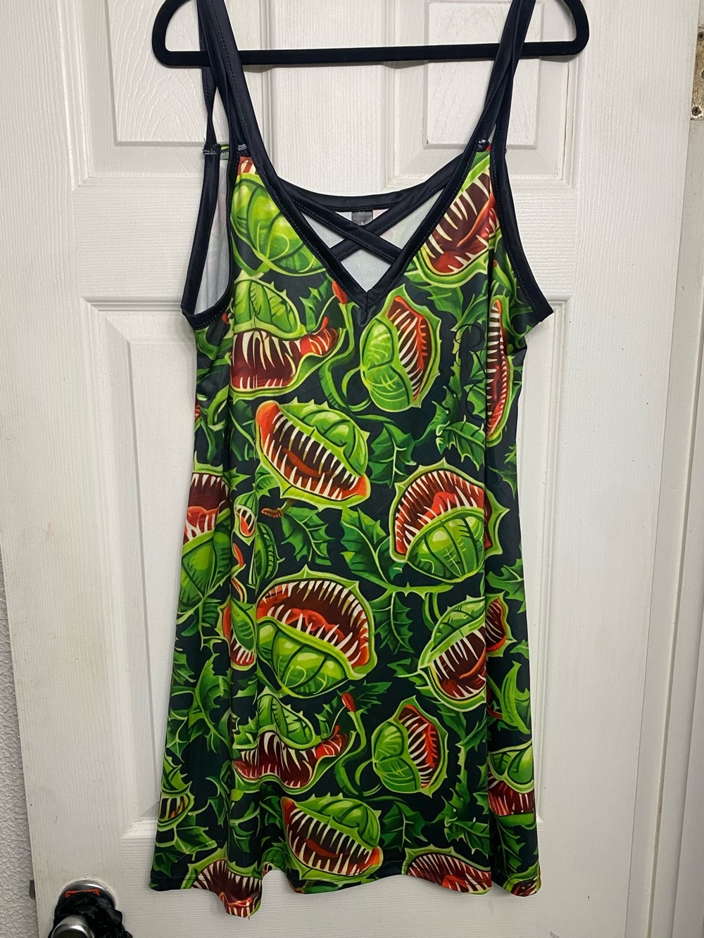 Venus Fly Trap Print Strappy Slip Dress
